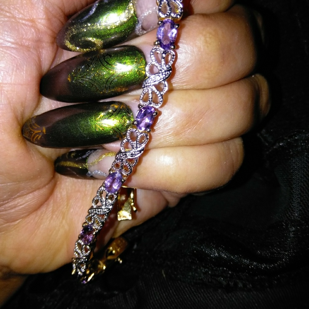 Vintage sterling silver amethyst and marcasite